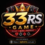 33RS Game logo featuring a premium casino-style design with playing cards, crown, and gold typography for the 2026 review guide
